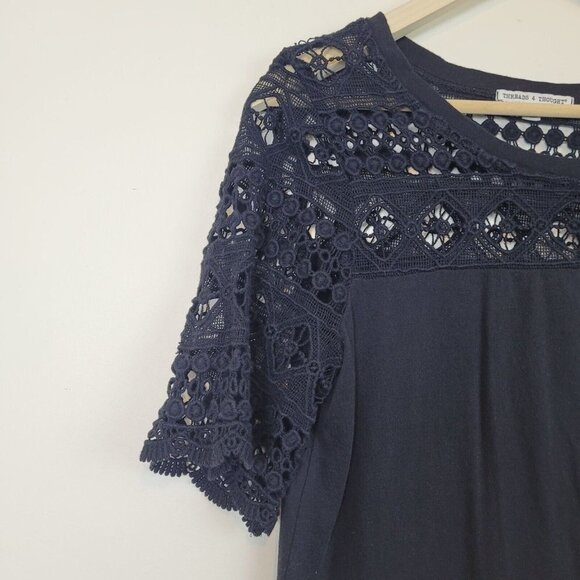 Threads for Thought Women's Black Crochet Lace Top Size Medium - Picture 3 of 10